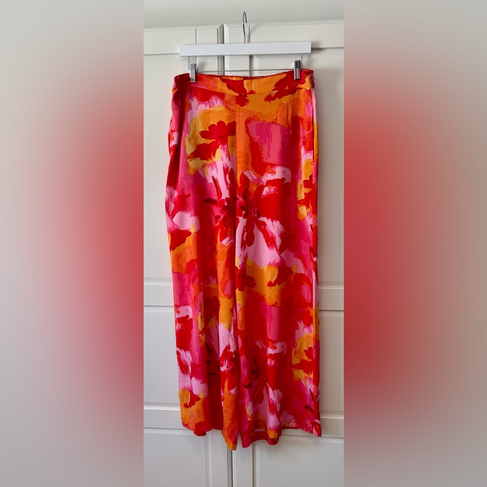 Rose & Olive Resort Pink and Red Floral Wide Leg Pants Size:‎ XL